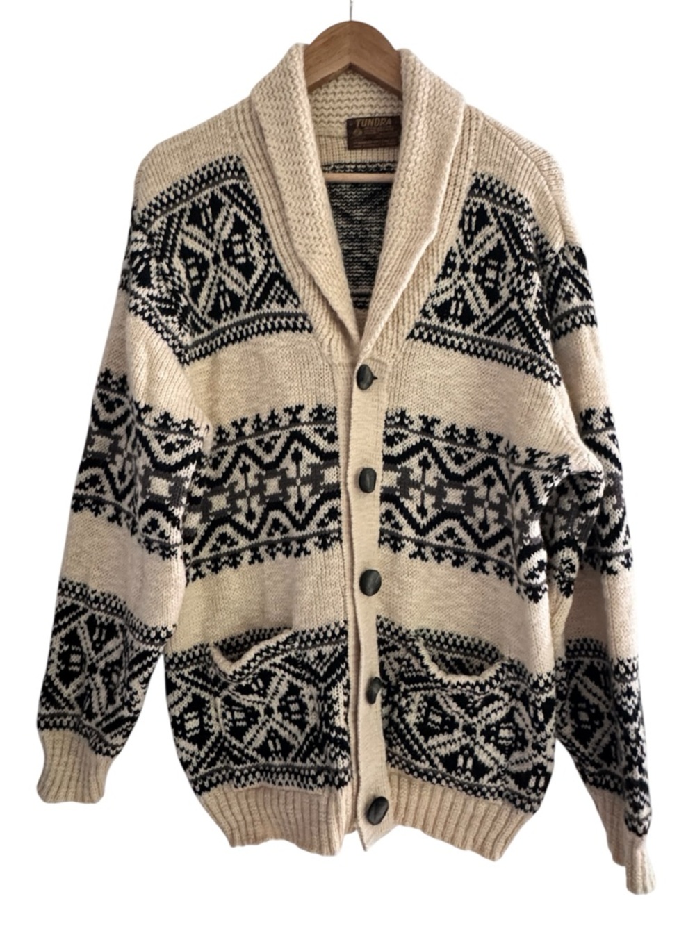 Vintage Tundra Nordic Wool Cardigan Cowichan Style Canada